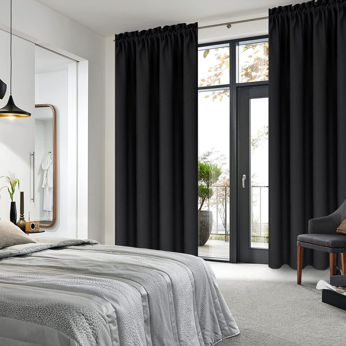 DWCN Blackout Curtains for Bedroom - Thermal Insulated Privacy Energy Saving Rod Pocket Drapes for