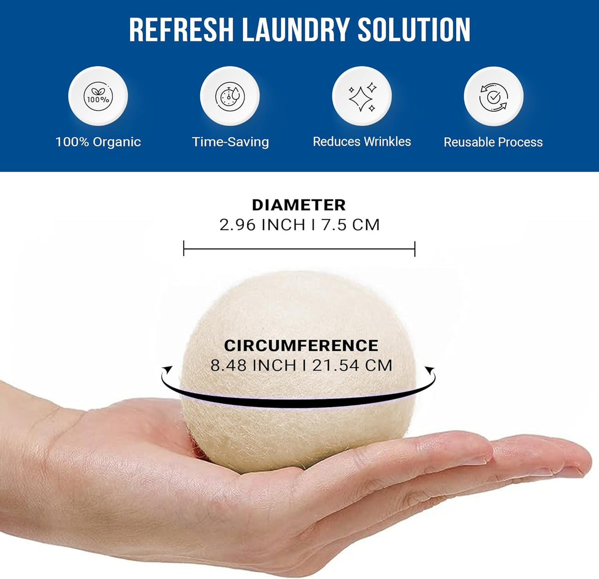 Ezhippie Quality Wool Dryer Balls - 4 XL Pack - 1000+ Loads - Pure Organic Wool - Reusable Natural