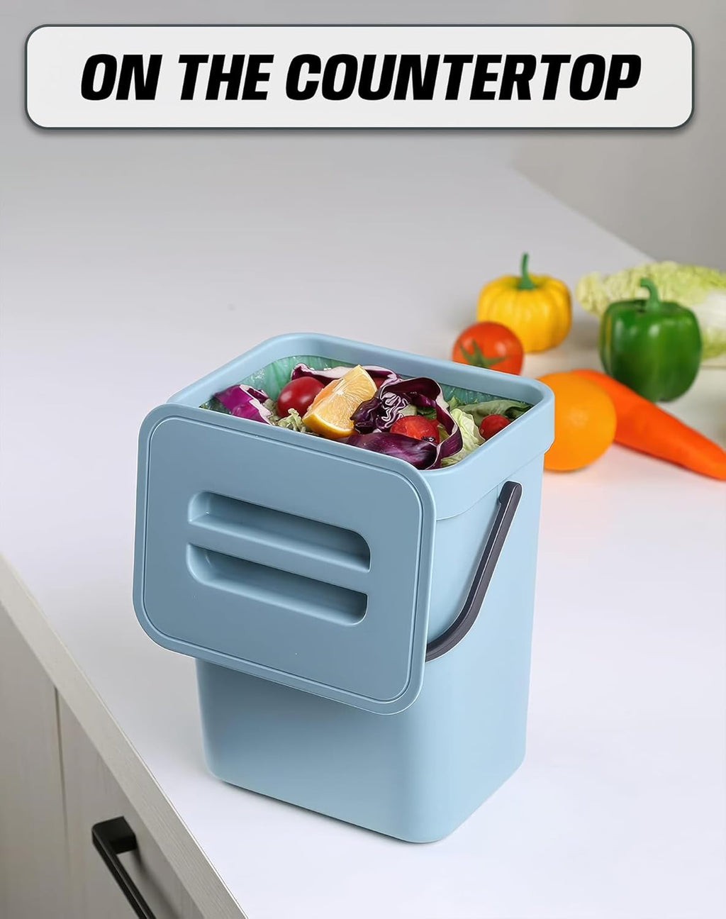 1.3 Gallon Small Trash Can with Lid - Countertop Food Waste Bin, Kitchen Hanging Trash Can for