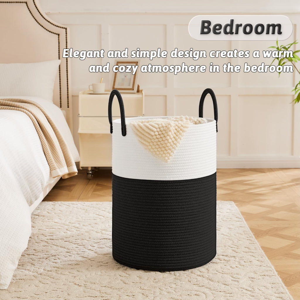 Laundry Basket,Woven Cotton Rope Laundry Hamper,60L for Decorative Storage of Dirty Clothes,Toys