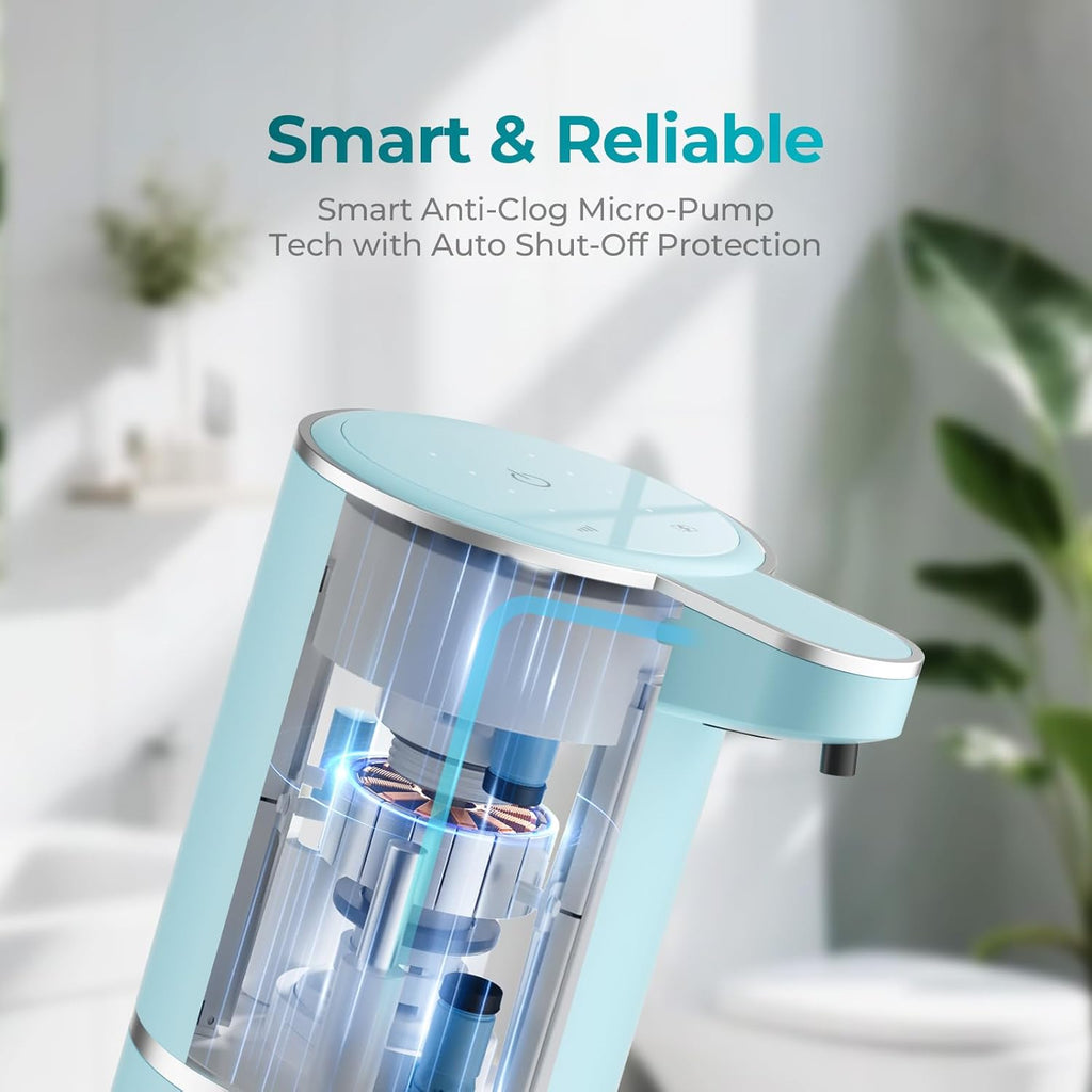 Seafoam Automatic Foaming Soap Dispenser - Touchless Hand Sensor, 4 Foam Settings, USB-C 1200mAh