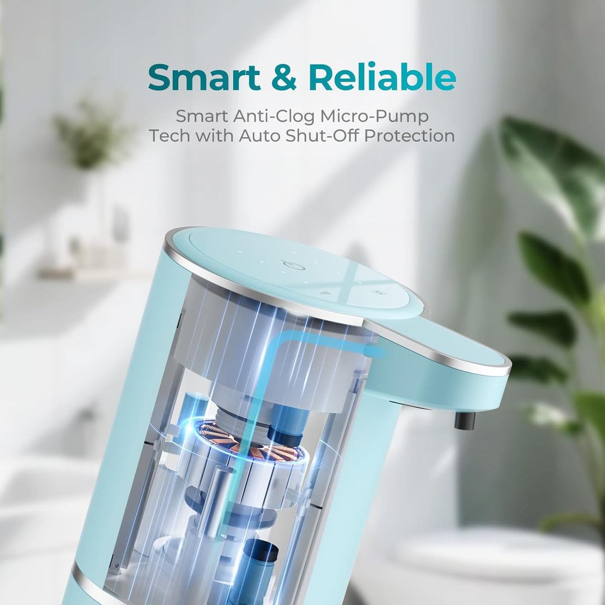 Seafoam Automatic Foaming Soap Dispenser - Touchless Hand Sensor, 4 Foam Settings, USB-C 1200mAh