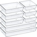 Criusia Drawer Organizer Set, Acrylic Non Slip Non Cracking Kitchen Drawer Storage Tray Large Size