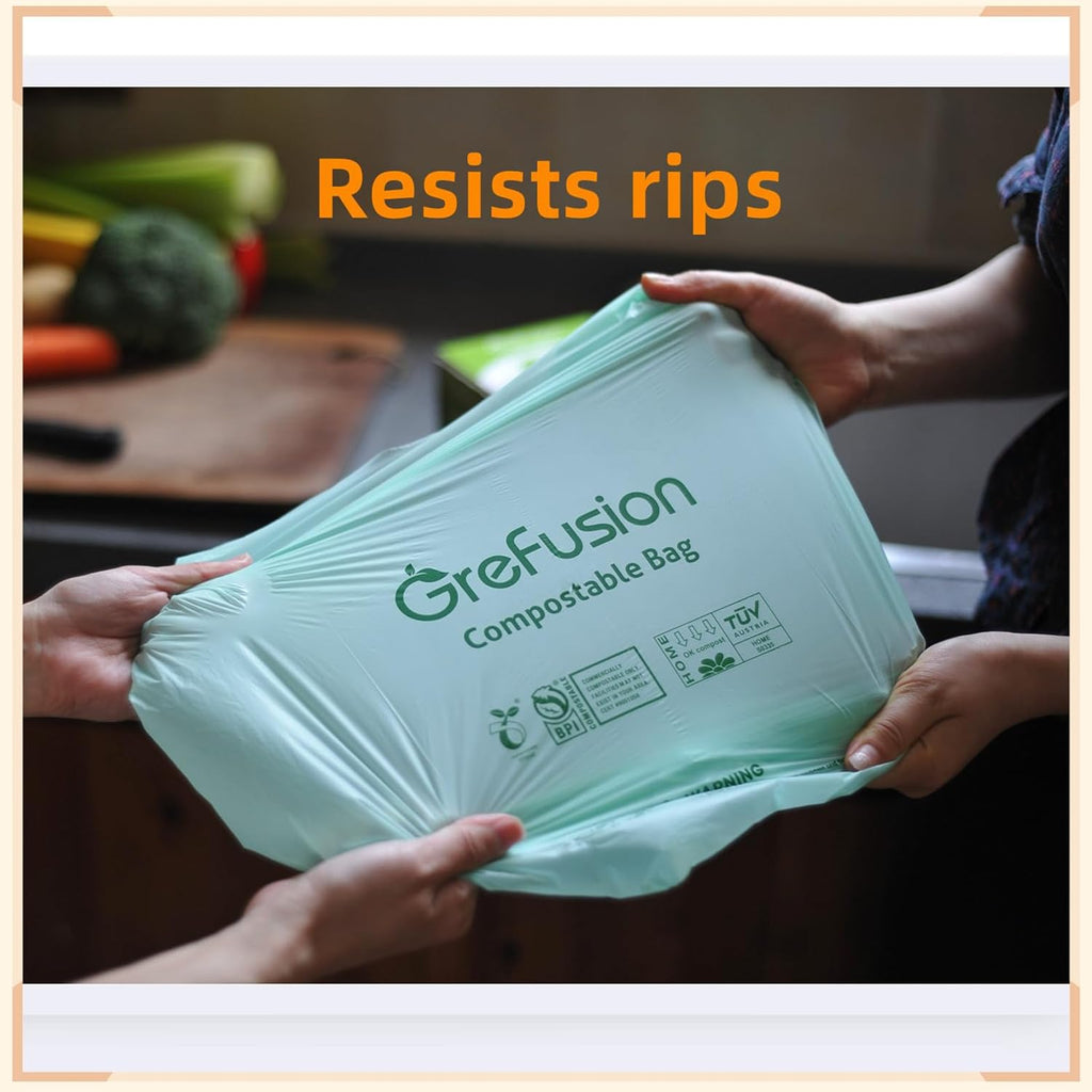 Compostable Trash Bags with handle-tie,Garbage Bags, 2.6 Gallon,Food Waste Bags,Small trash bags