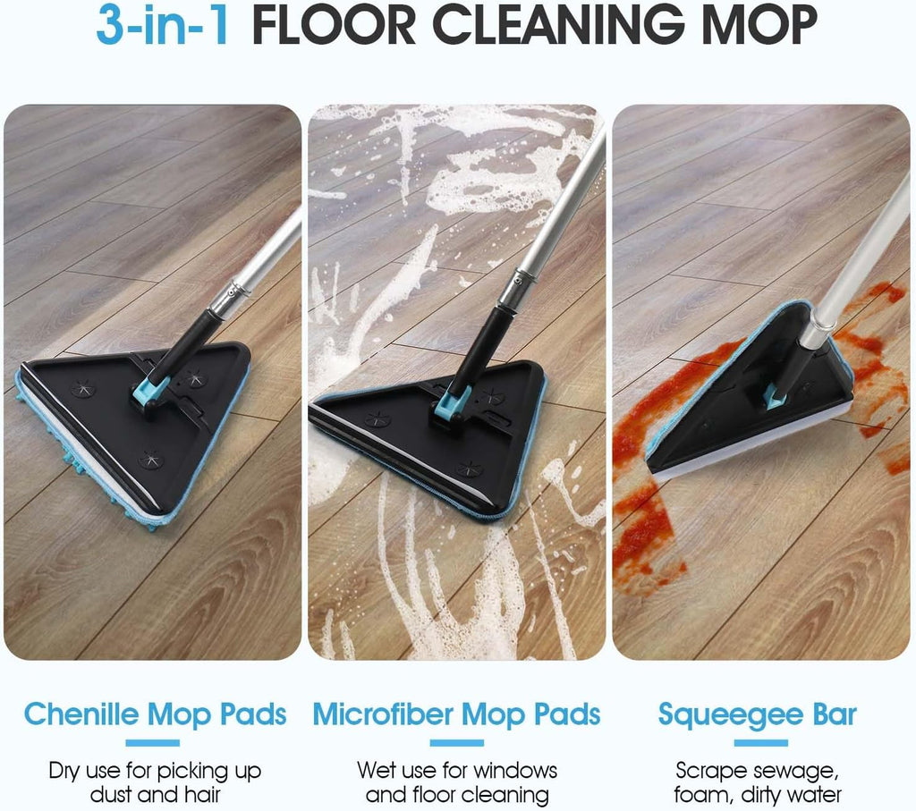 20 Feet High Ceilings Baseboard Wall Cleaner Mop with 12 Ft Extension Pole, Cobweb Duster, Window