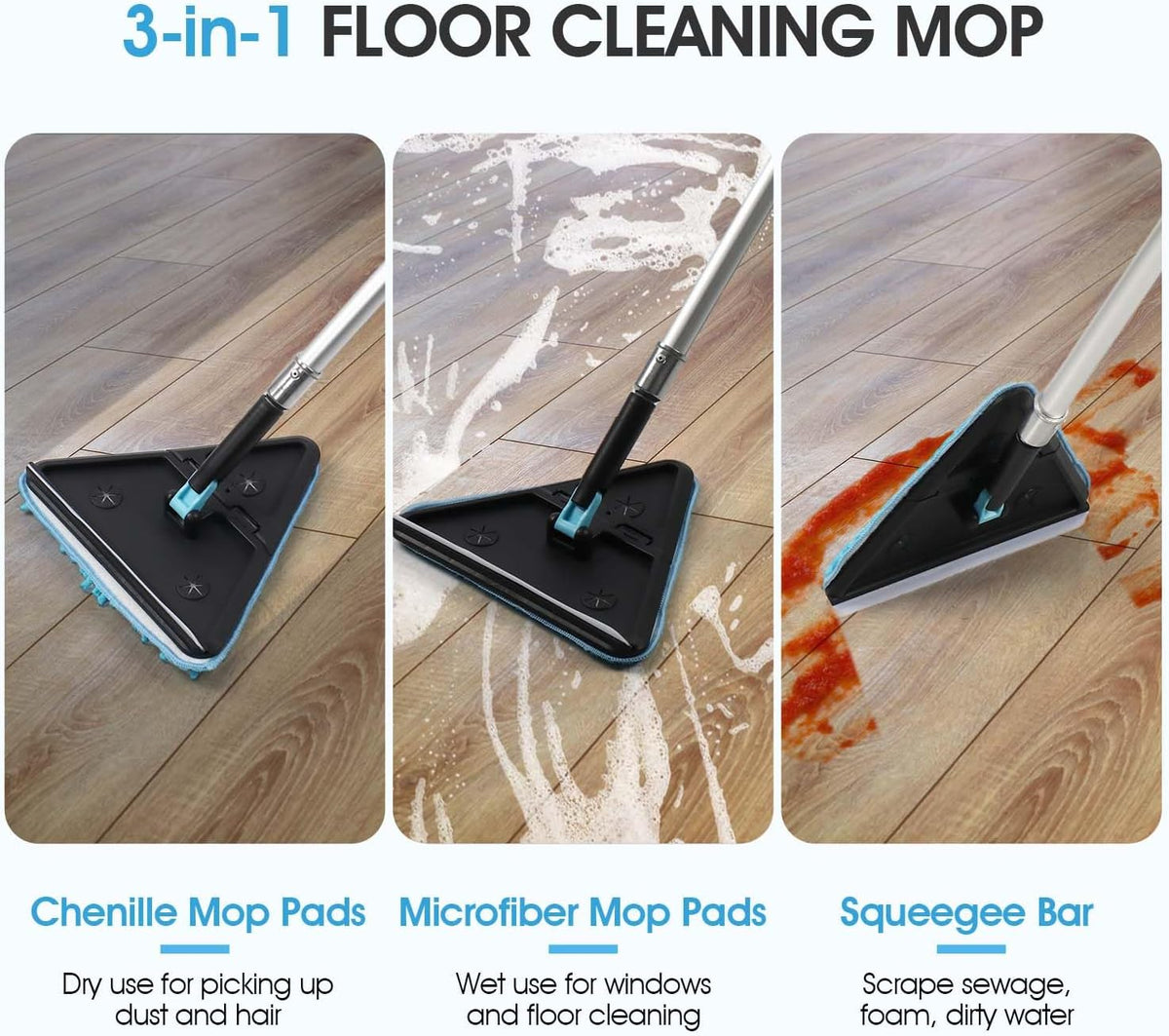 25 Feet High Ceilings Baseboard Wall Cleaner Mop with 18 Ft Extension Pole, Cobweb Duster, Window