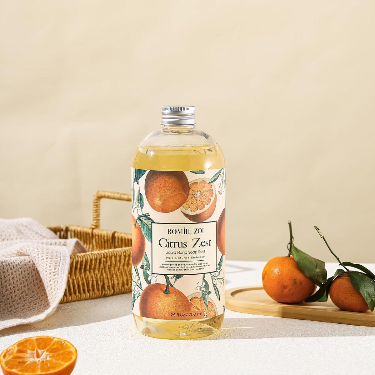 ROMIIE ZOI Liquid Hand Soap Refill, Citrus Zest, Gentle & Moisturizing Formula, 750 ML/ 26 FL OZ