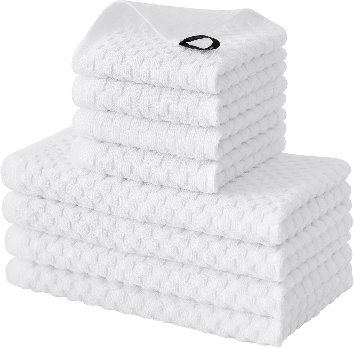 Fintale 100% Cotton Kitchen Towels and Dishcloths Set, 12 x 12 & 15 x 25 Inches, Set of 8 Bulk