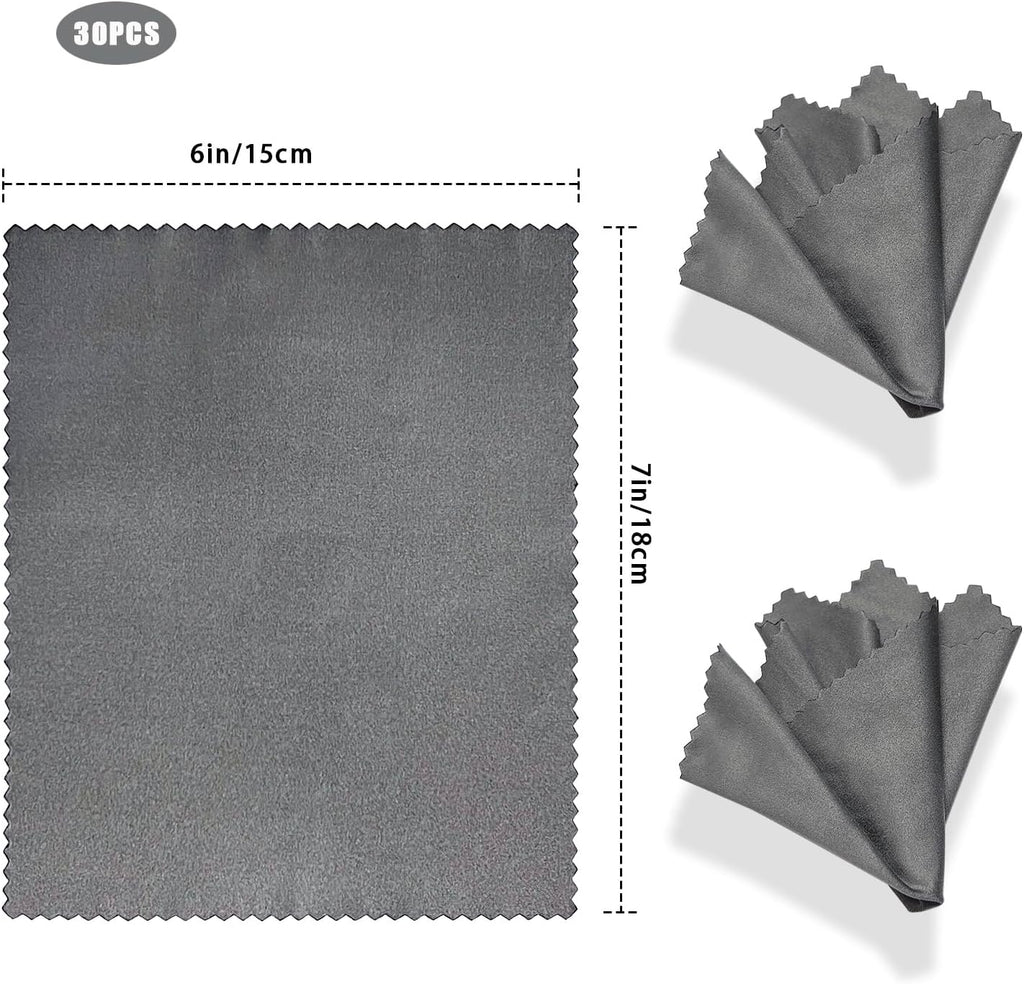 Microfiber Cleaning Cloths (30 Pack), 6x7 Inch – Soft Lens & Glasses Cleaning Cloth for Eyeglasses