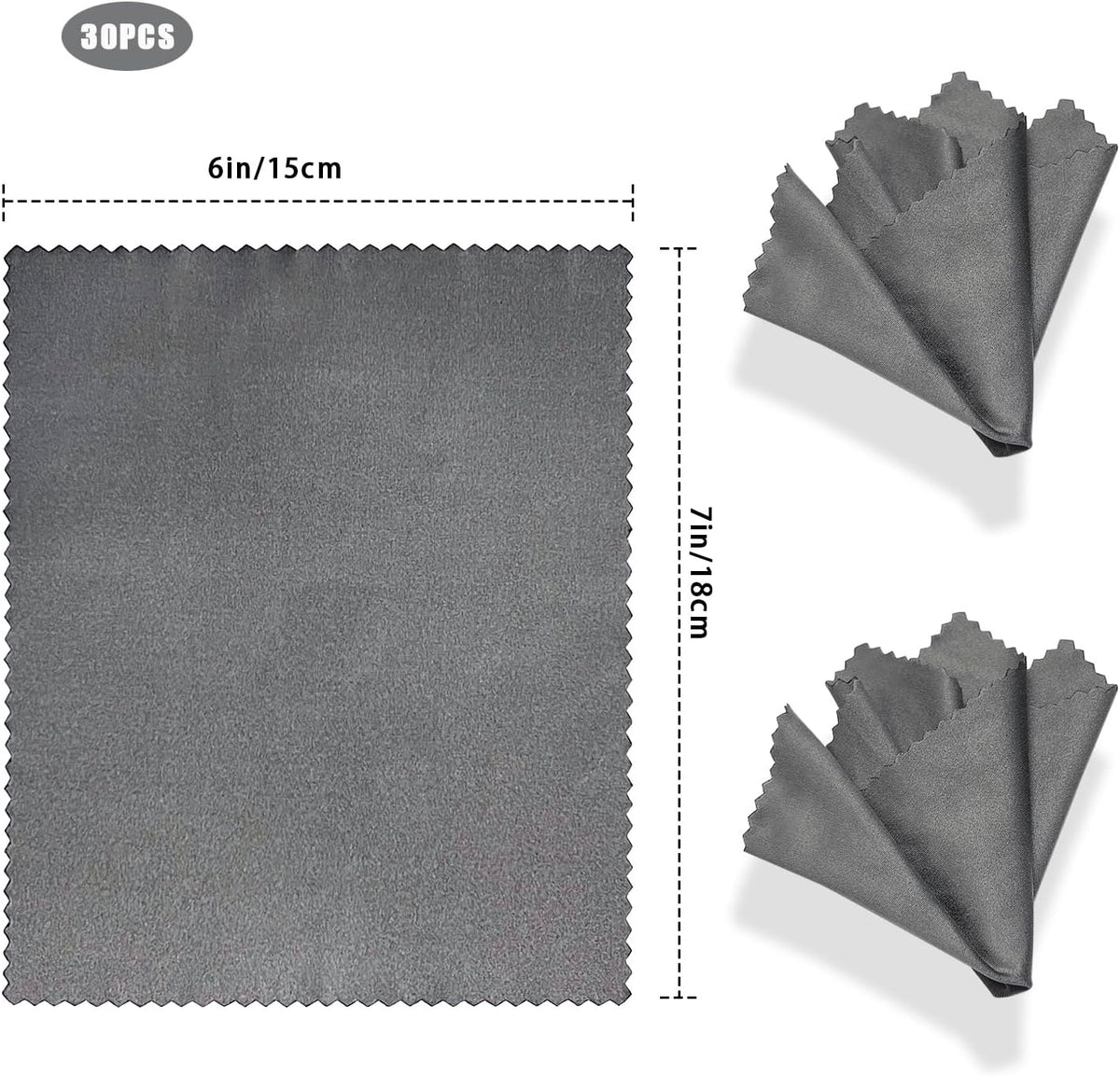 Microfiber Cleaning Cloths (30 Pack), 6x7 Inch – Soft Lens & Glasses Cleaning Cloth for Eyeglasses