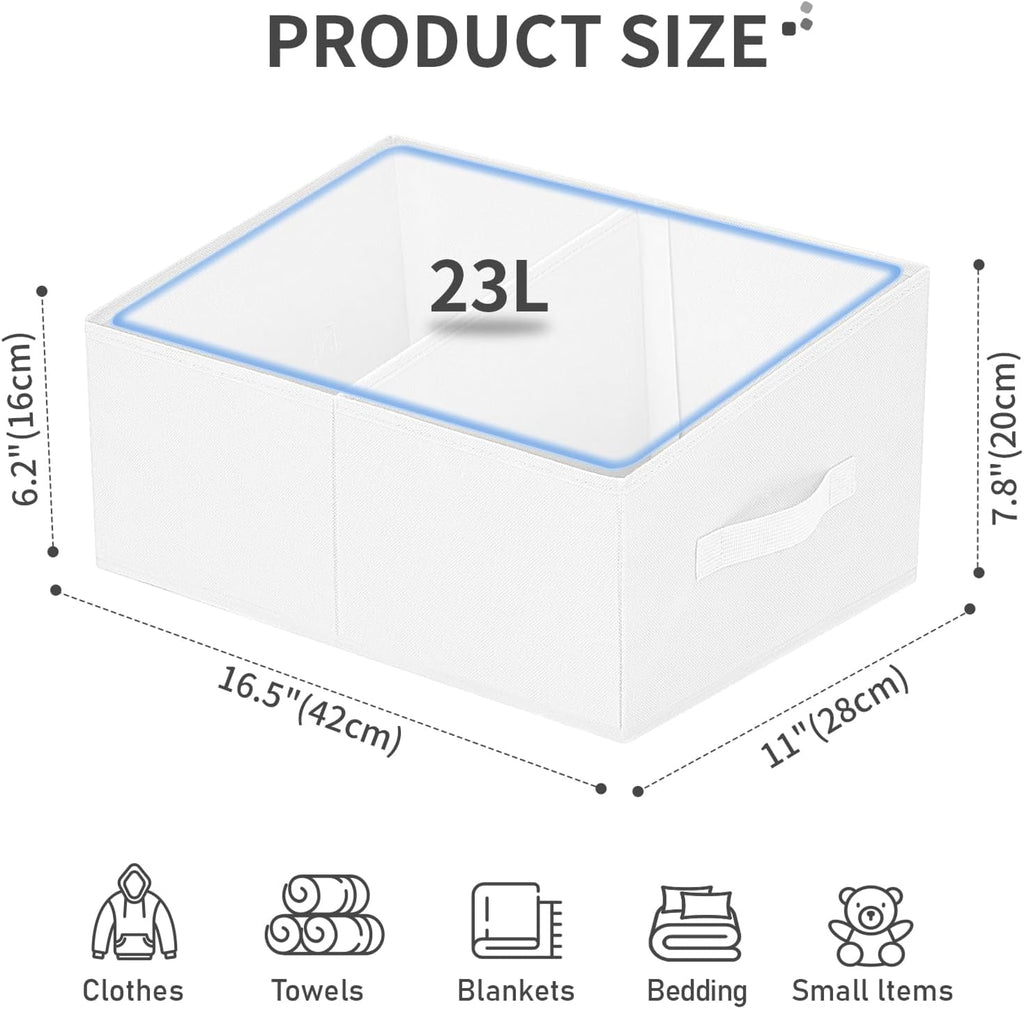 DIMJ Large Closet Shelf Organizer Bins 8 Packs with Handles and Divider, Fabric Trapezoid Storage