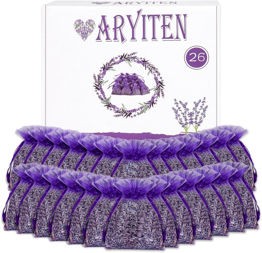 20 Pack Lavender Sachet Bags, 100% Natural French Dried Lavender Sachets for Drawers and Closets