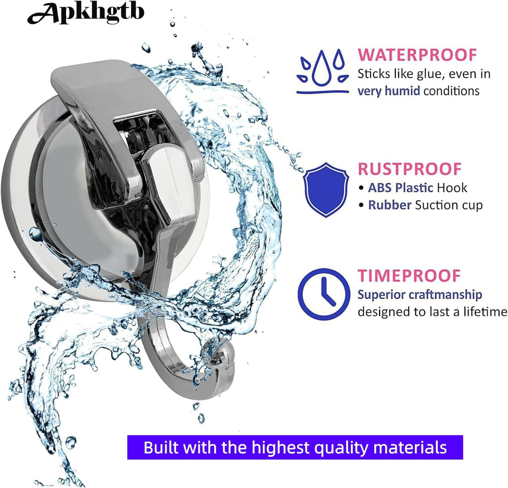 Heavy Duty Vacuum Suction Cup Hooks, Silver Plated Polished Super Suction for Kitchen Bathroom, 2