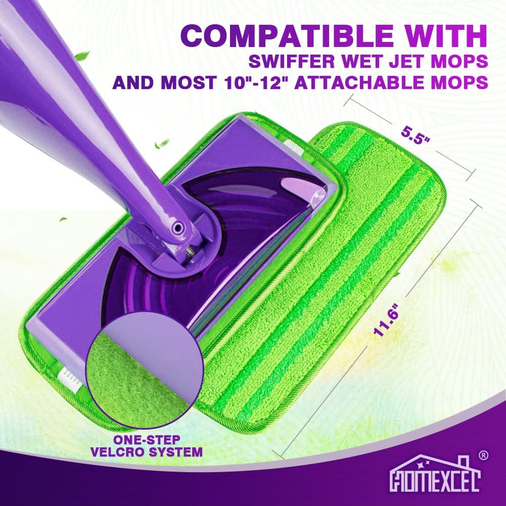 HOMEXCEL Microfiber Mop Pads Compatible with Swiffer Wet Jet,Reusable Machine Washable Swiffer