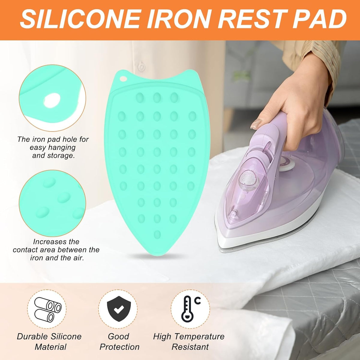PATIKIL Silicone Iron Rest Pad, Multipurpose Hot Heat Resistant Iron Rest Plate Protective Pad for