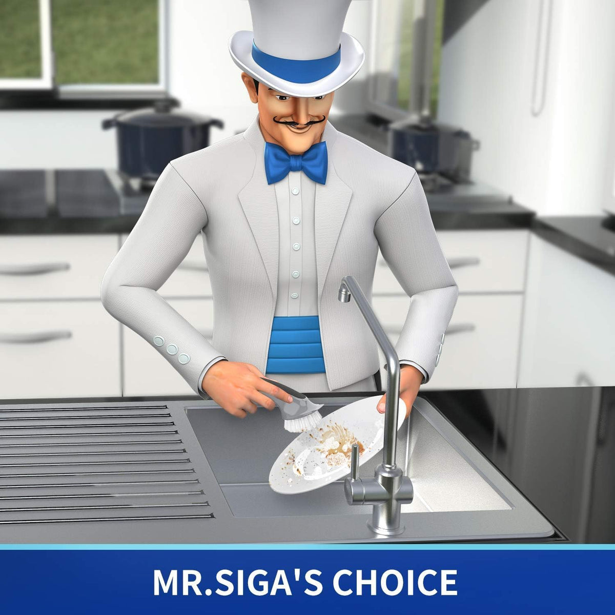 MR.SIGA Pot and Pan Cleaning Brush, Dish Brush for Kitchen, Pack of 2