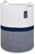 COMSE Extra Large Blanket Basket, Tall Woven Storage Basket, Nursery Hamper, 15.7”x 21.7”, Cotton