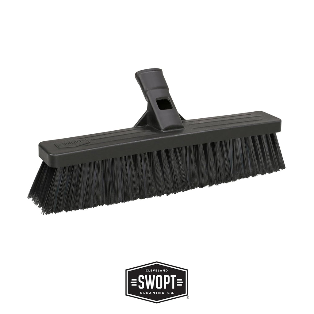 SWOPT Angled Broom Head + Push Broom Head + 17” Steel Dustpan – Multi-Surface Cleaning Kit