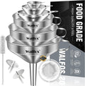 Stainless Steel Funnel, Walfos 6 Different Sizes of Kitchen funnels with 2 Removable Strainer ＆