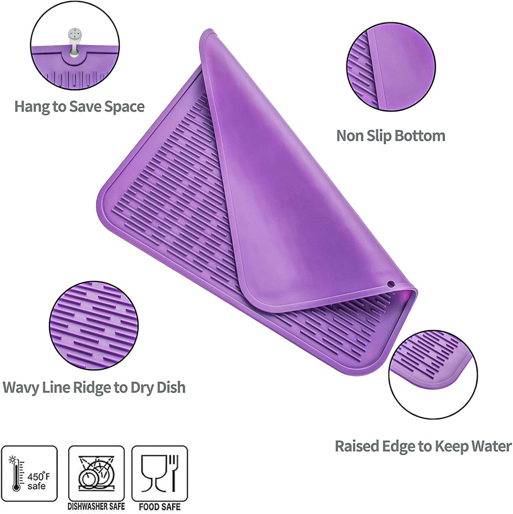 Silicone Dish Drying Mat for Multiple Usage,Easy clean,Eco-friendly,Heat-resistant Silicone Mat for