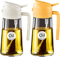 YARRAMATE 2Pcs 16oz/470ml 2 in 1 Oil Sprayer for Cooking with Stickers, Food-grade Glass Oil Spray