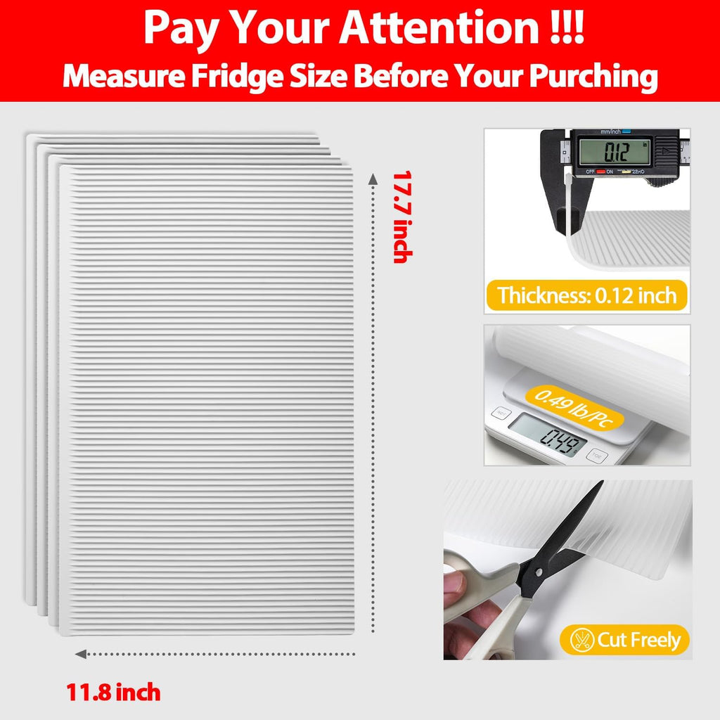 GOYLSER Silicone Refrigerator Liner for Glass Shelves Washable, Striped Fridge Liners for Shelves