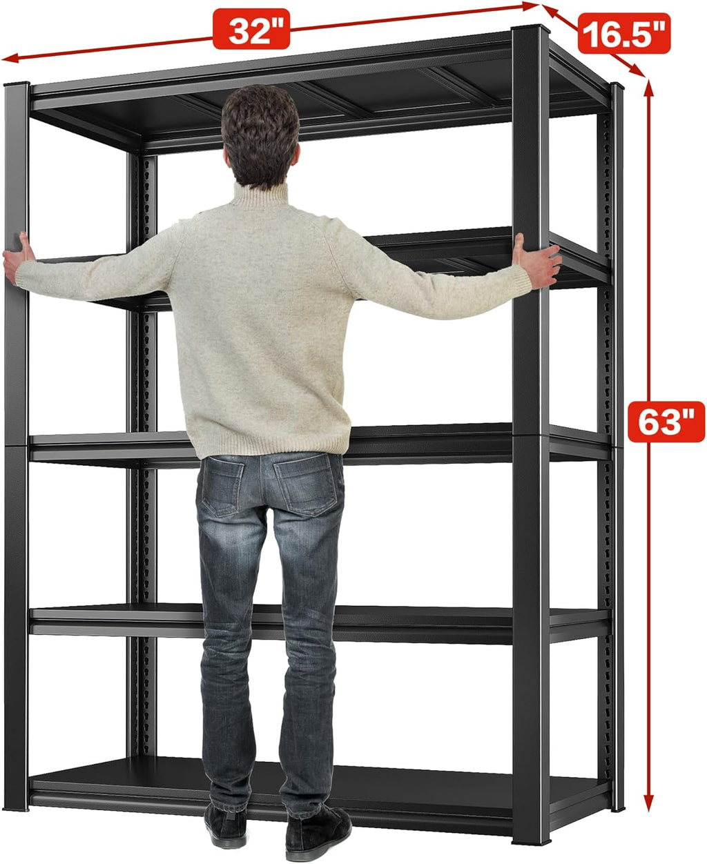 Raybee Garage Shelving 2000LBS Storage Shelves Adjustable Metal Shelves 5 Tier Heavy Duty Shelving
