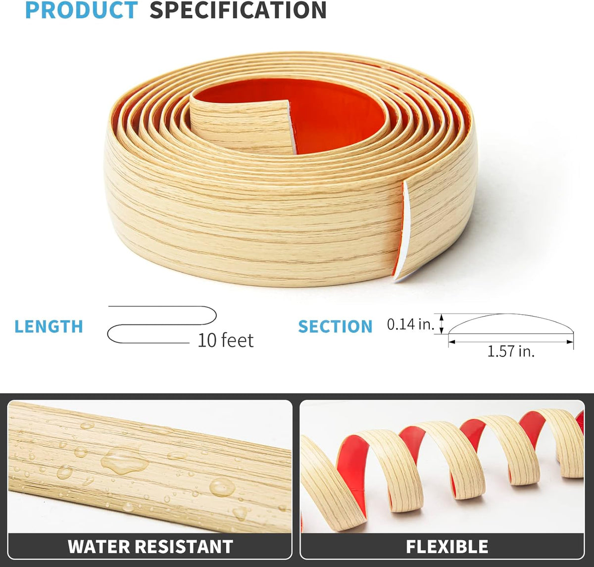 Art3d Self Adhesive Vinyl Transition Strip, Laminate & Tile Floor Divider, Carpet Threshold - 10