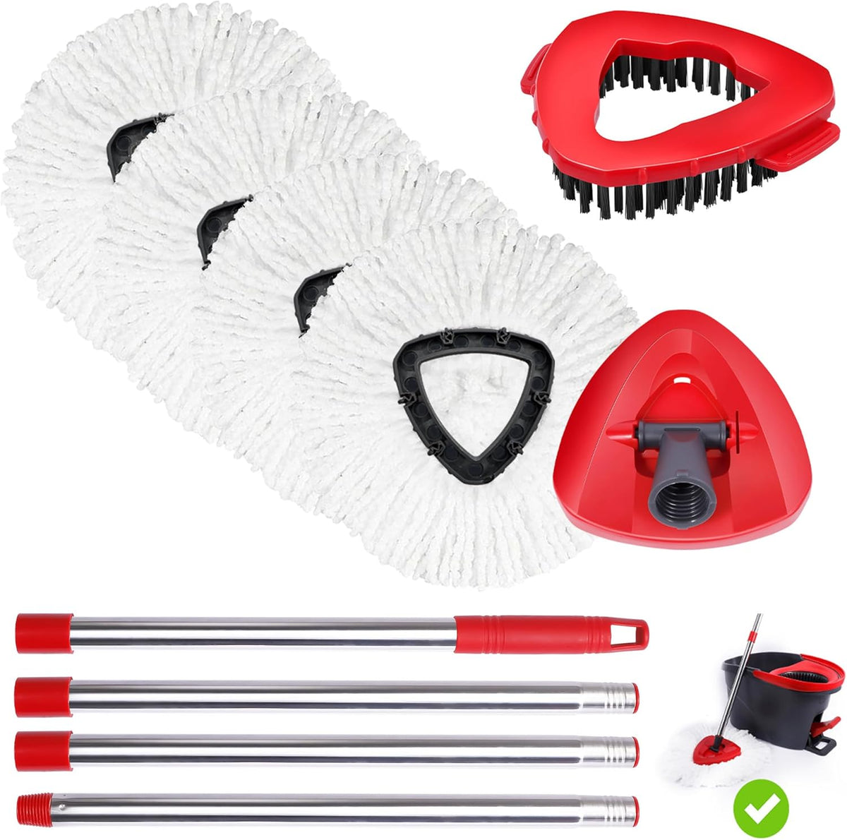 4 Packs Spin Mop Replacement Heads Compatible with Oceda EasyWring 1-Tank System, 30-58" Mop