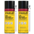 Stanley F952 Fire Block Spray Foam – (2x12oz) Fire Rated Expanding Polyurethane Foam Sealant for