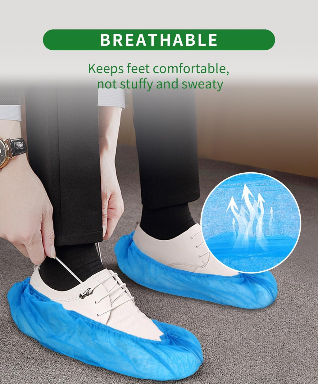 100Pcs(50 Pairs) Non-Woven Shoe Covers Disposable Non Slip for Indoors, Breathable | Durable | Boot