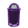 COATEDOUTDOORFURNITURE RDT-P-TXTPUR Heavy Duty Round Trash Receptacle with Dome Top, Liner