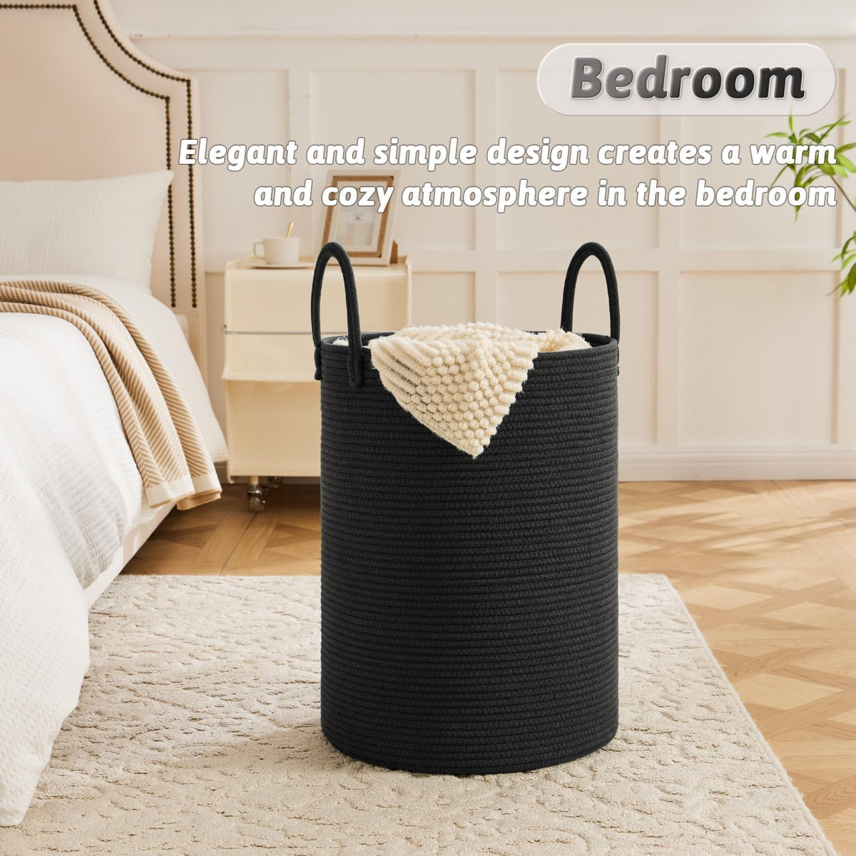Laundry Basket,Woven Cotton Rope Laundry Hamper,60L for Decorative Storage of Dirty Clothes,Toys