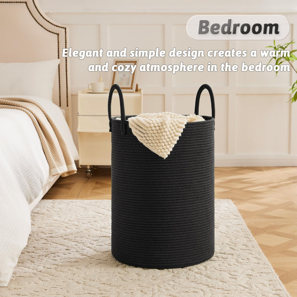 Laundry Basket,Woven Cotton Rope Laundry Hamper,100L for Decorative Storage of Dirty Clothes,Toys