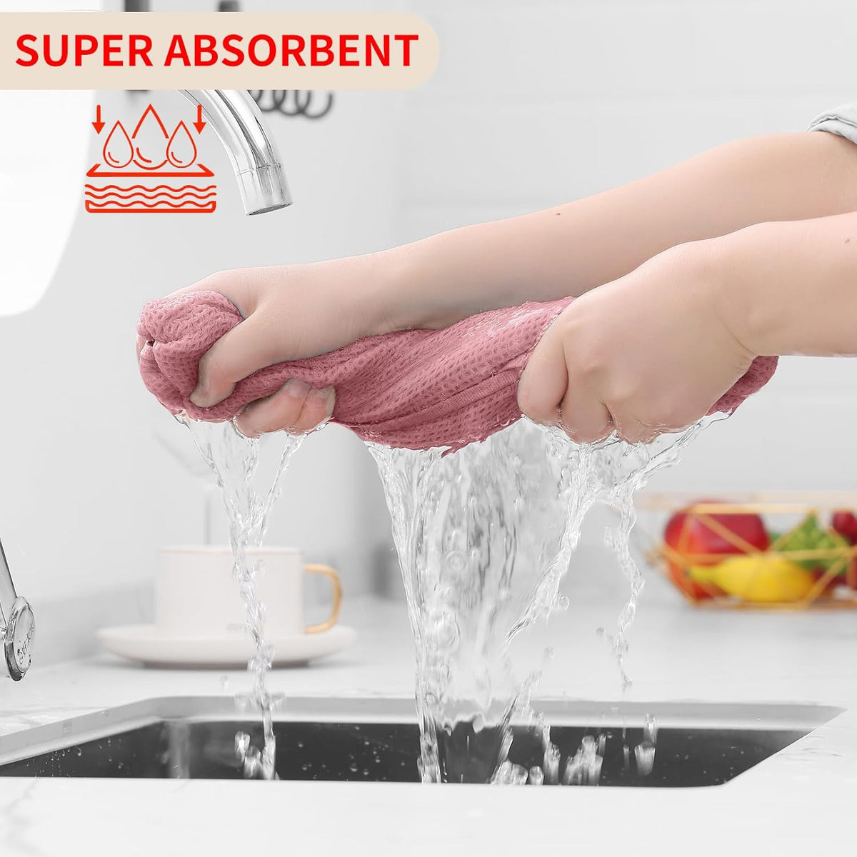 Homaxy 100% Cotton Waffle Weave Kitchen Dish Cloths, Ultra Soft Absorbent Quick Drying Dish Towels