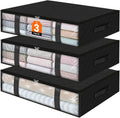 StorageRight Under Bed Storage Bins, 3-Pack 40L Foldable Fabric Storage Bags with Transparent