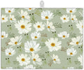 White Daisy Flowers Dish Drying Rack Mat for Kitchen Counter, Dish Drying Pad Absorbent Reversible