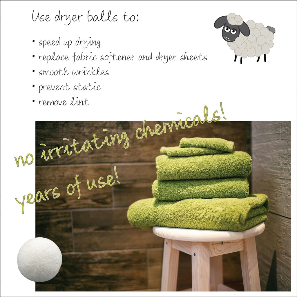 Three by Three Seattle Felt·Like·it!™ XL Wool Dryer Balls + Storage Bin: Reduce Drying Time, Static