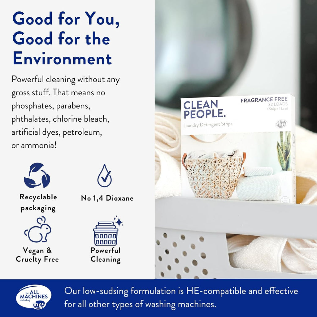 The Clean People Laundry Detergent Sheets - Laundry Soap - Ultra Concentrated, Recyclable