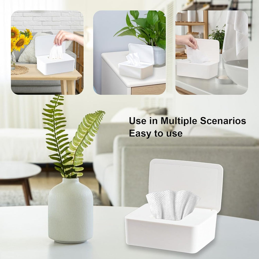 2Pcs Diaper Wipes Dispenser, Refillable Wipe Container, Wipe Container with Sealing Design Lid