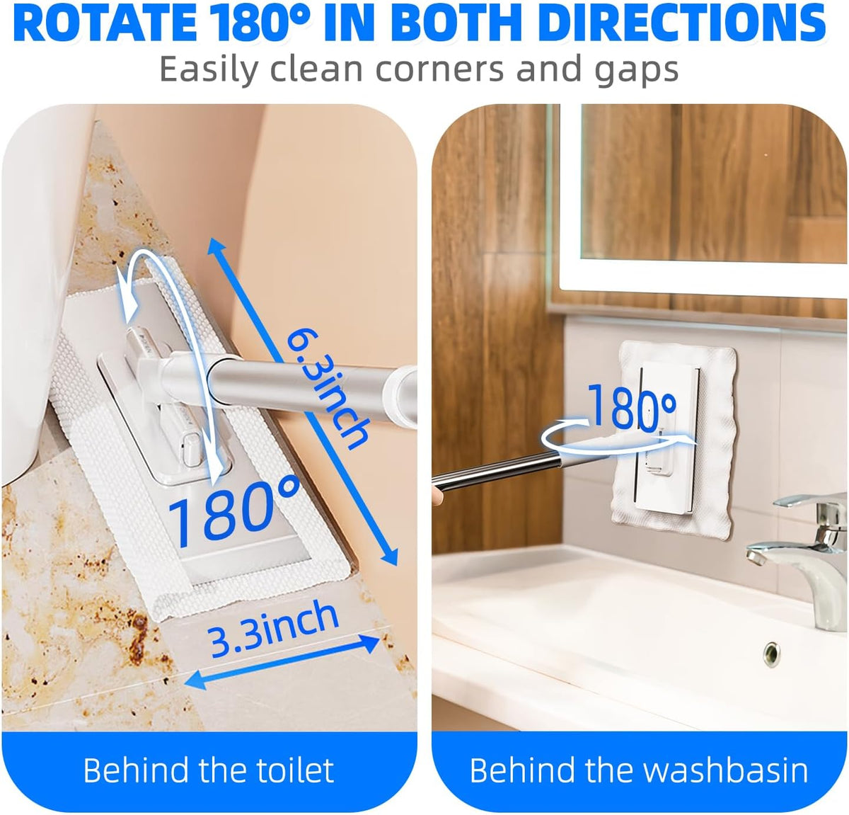 2025 New Mini Sweeper Mop No-Touch Dirty Cleaning Flat Dust Mop for Dry Wet Disposable Pads, Multi