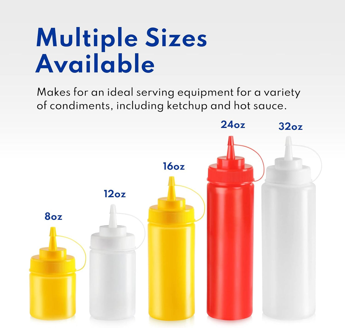 New Star Foodservice 26528 Plastic Squeeze Bottles with Cap and Scale, Wide Mouth, 16 oz, Yellow
