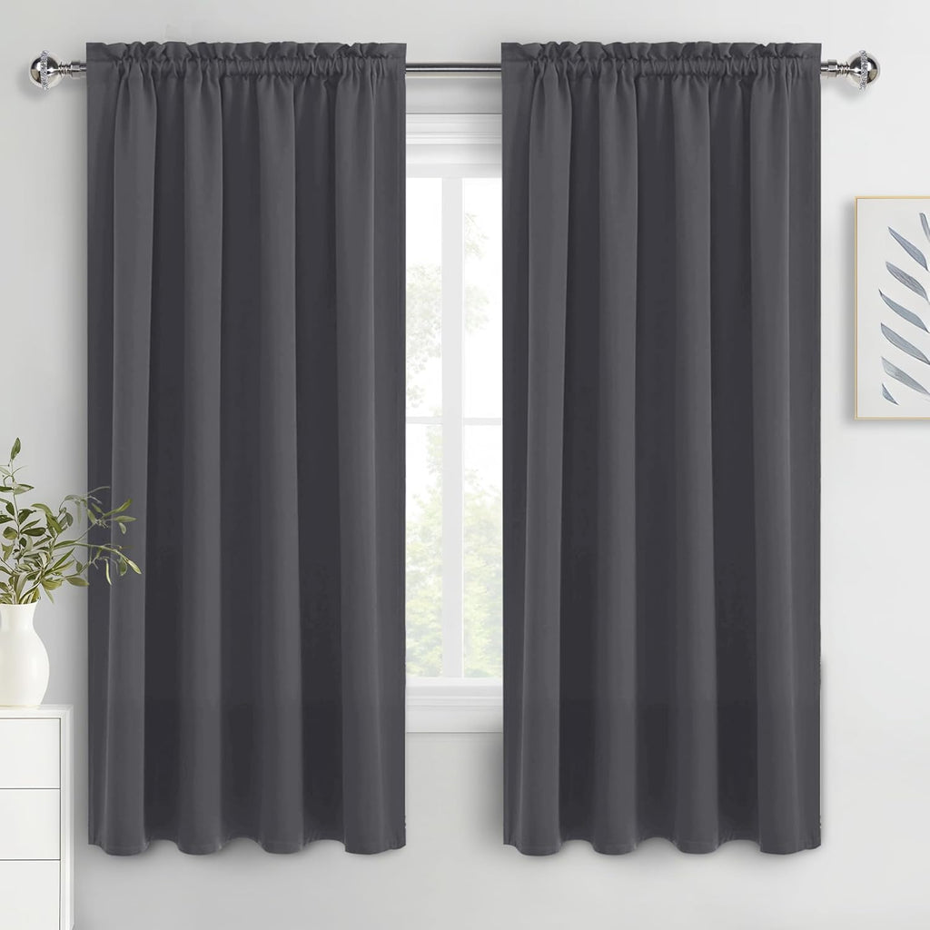 DWCN Blackout Curtains for Bedroom 63 Inch Length 2 Panels Set, Solid Thermal Insulated Energy