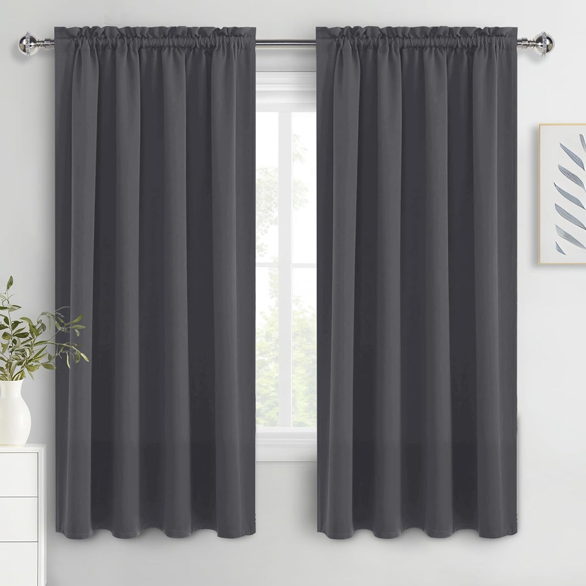 DWCN Blackout Curtains for Bedroom 63 Inch Length 2 Panels Set, Solid Thermal Insulated Energy