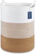 COMSE Extra Large Blanket Basket, Tall Woven Storage Basket, Nursery Hamper, 15.7”x 21.7”, Cotton