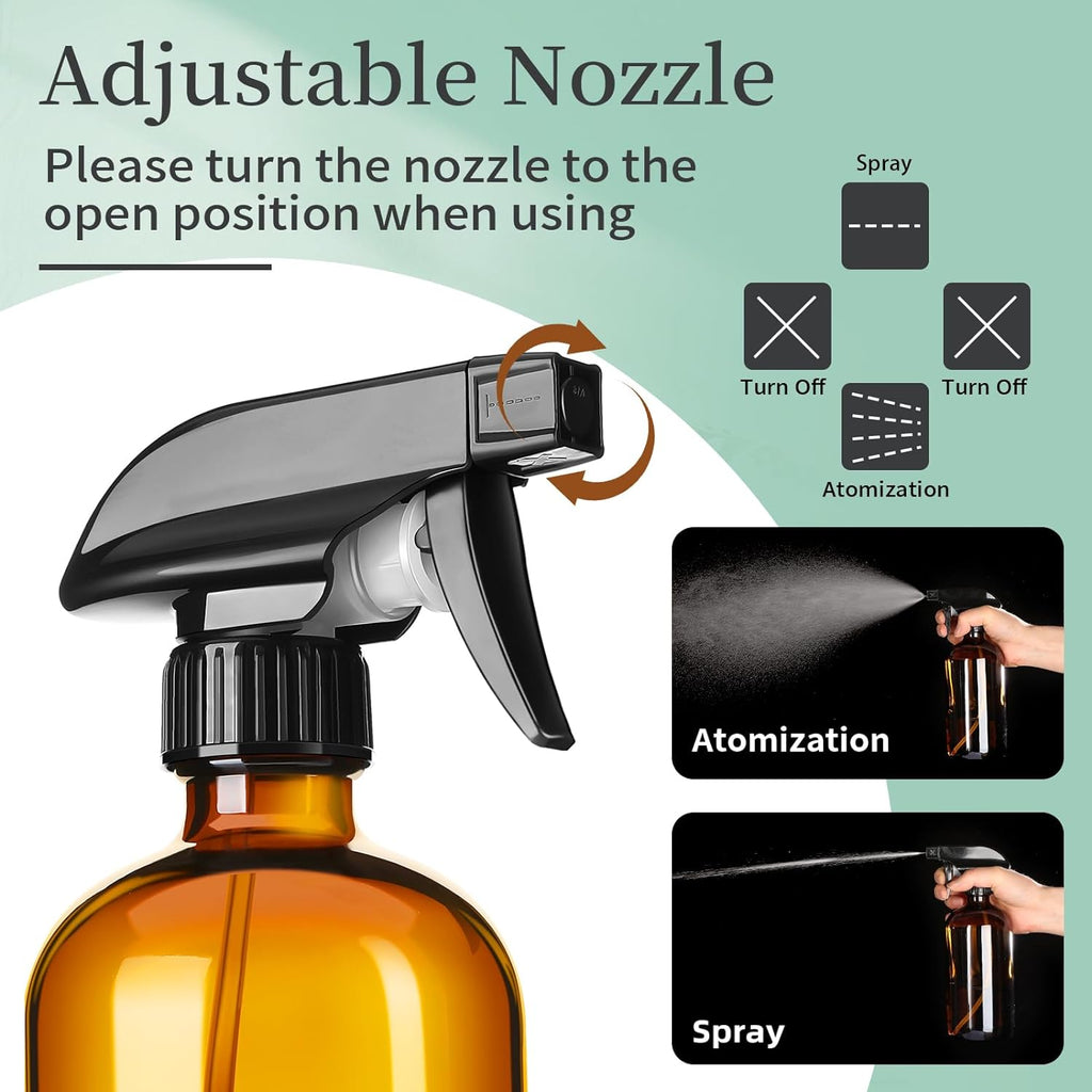 8oz Amber Glass Spray Bottles,3 Pack Glass Spray Bottles Refillable Empty Bottle with Adjustable