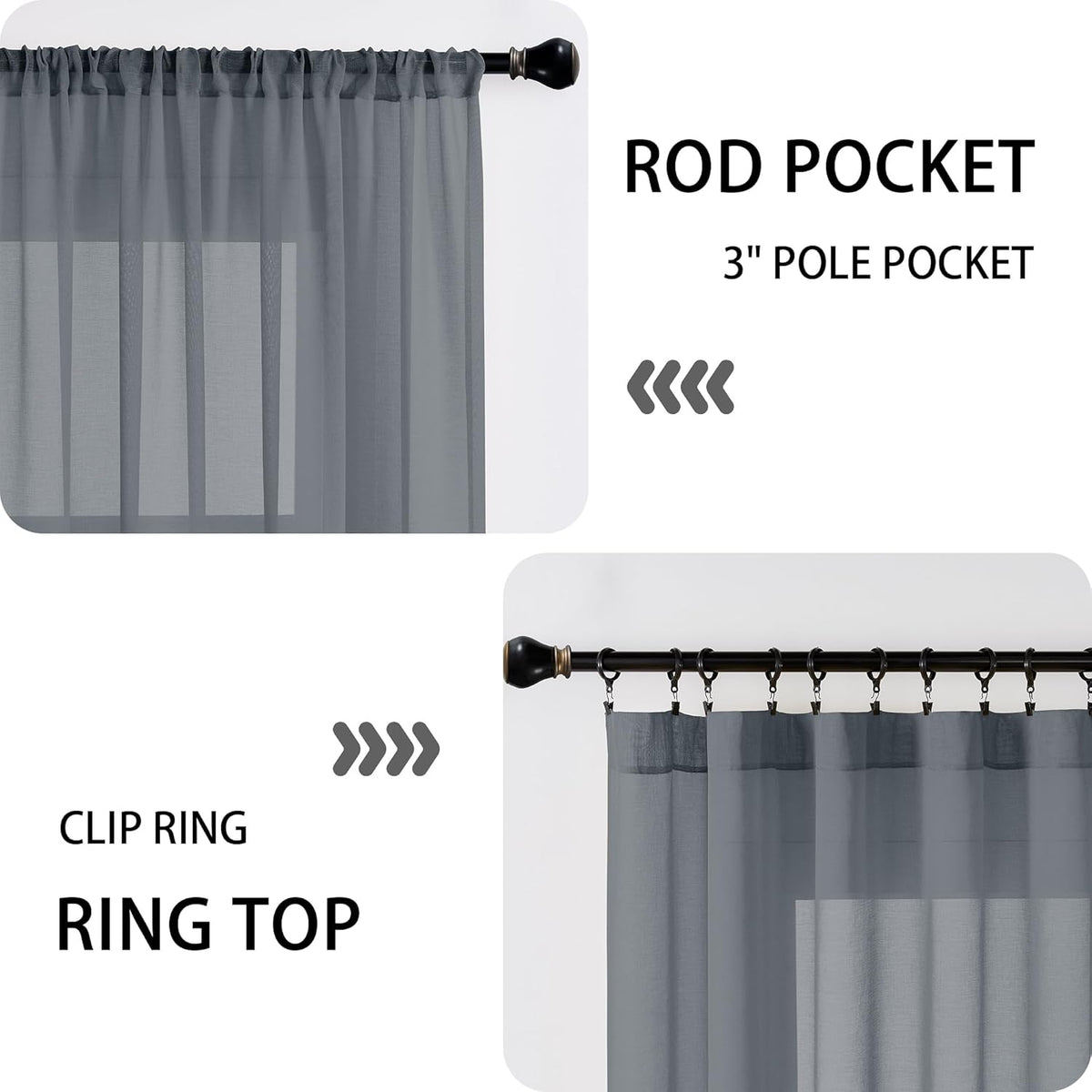 Tollpiz Short Sheer Linen Textured Curtain Sheers Doorway Light Filtering Voile Patio Glass Door