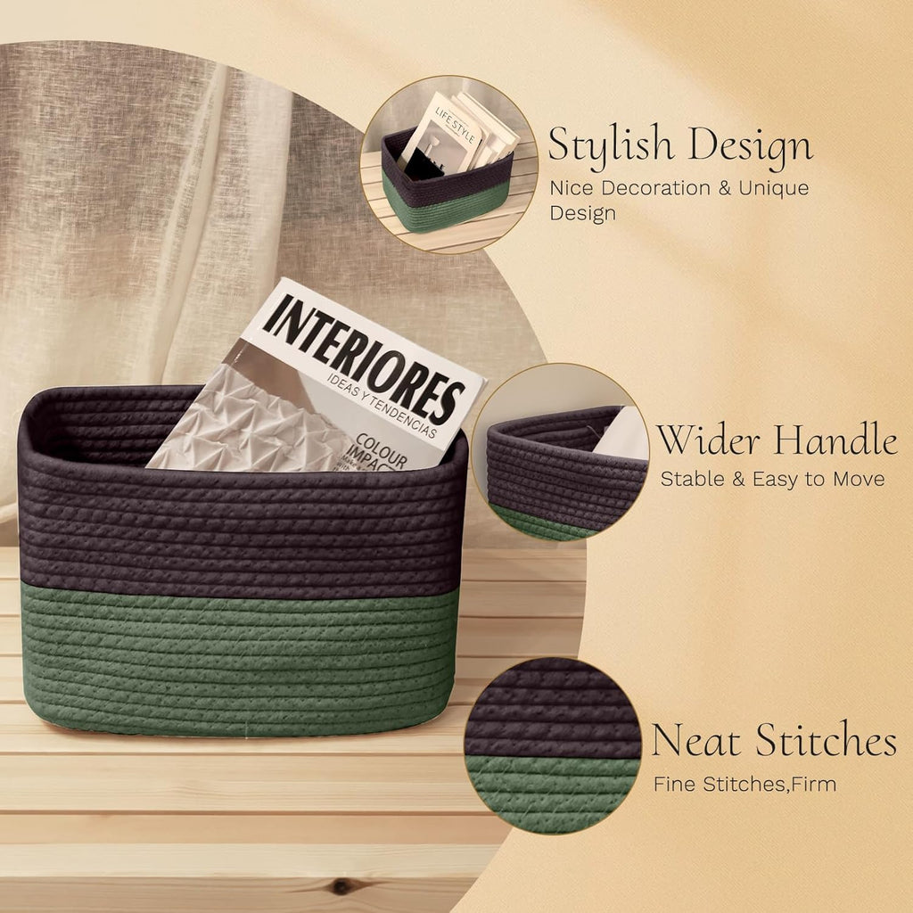 Hopegiver Woven Storage Baskets 11x8x7 Inch, 3 Pack Collapsible Cube Storage Bin for Shelves