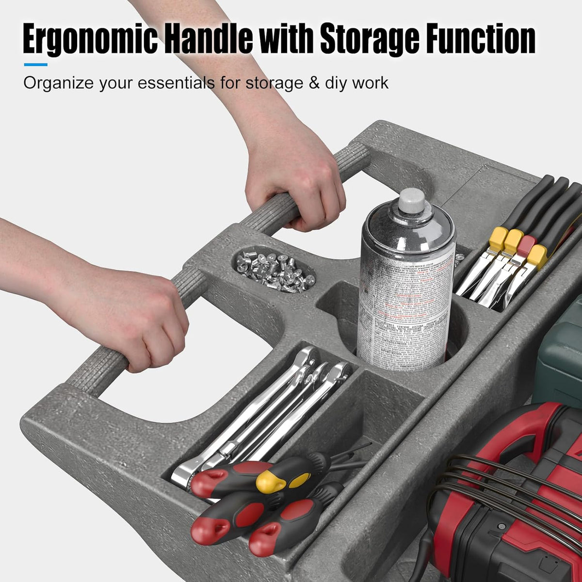 2 Tier Plastic Rolling Cart Utility Cart on Wheels, Heavy Duty Tool Carts with Ergonomic Storage