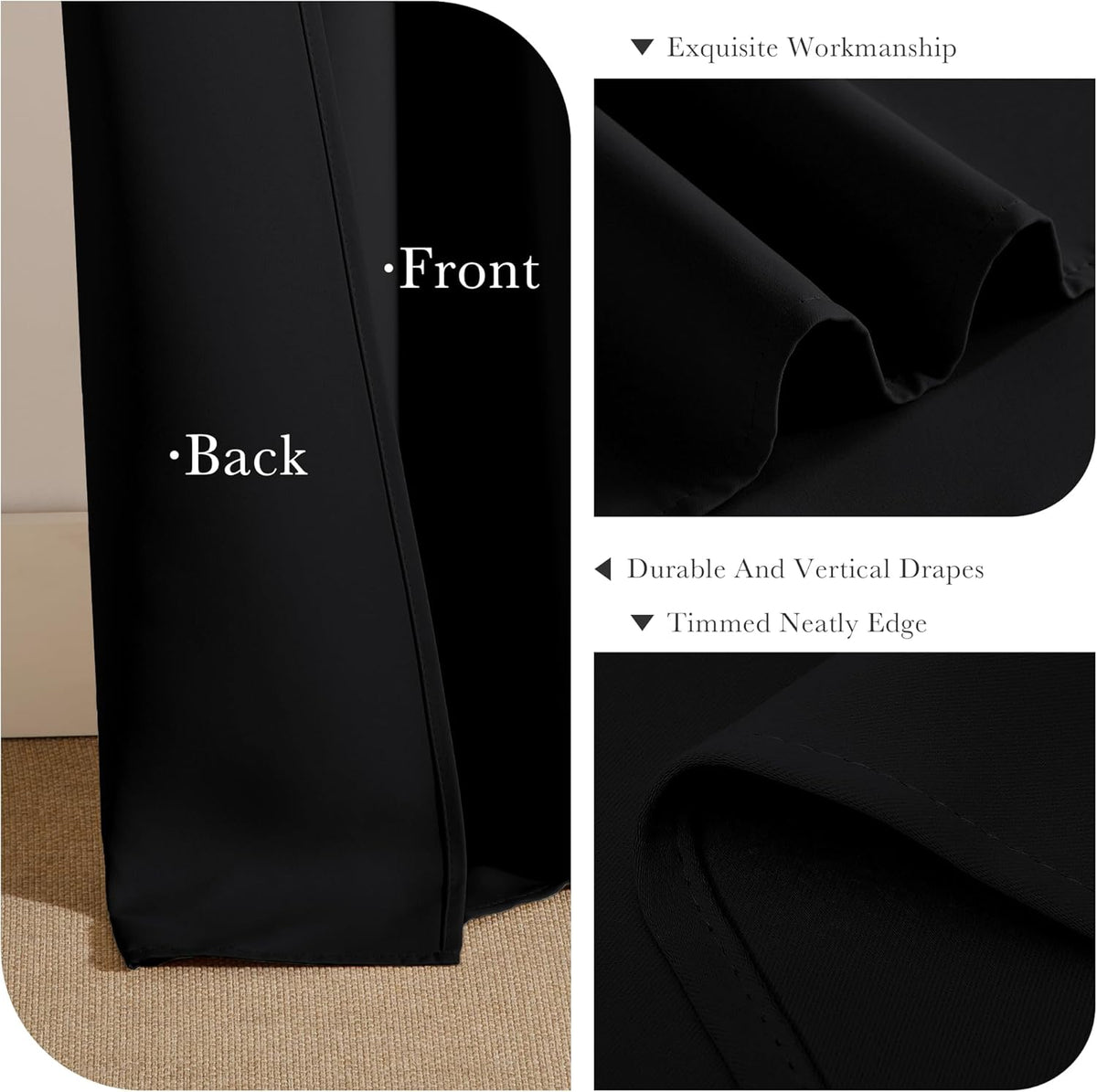 PONY DANCE Blackout Short Window Curtain Panels 40 inch Long - Thermal Insulated Drapes for Bedroom
